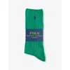 Polo Ralph Lauren Mens  Logo-embroidered Ribbed Stretch-cotton Crew Socks In Green