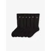 Polo Ralph Lauren Mens Brand-embroidered Set Of Six Cotton-blend Socks Black In Black