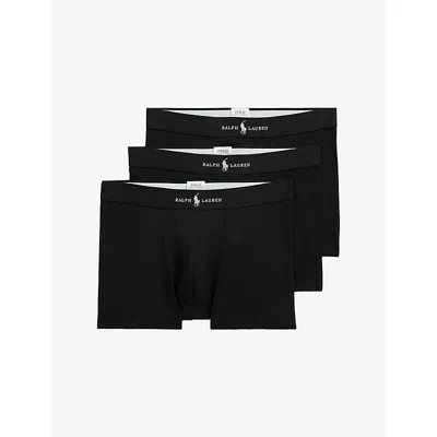 Polo Ralph Lauren Mens Black/black/black Branded Set Of Three Cotton-blend Trunks