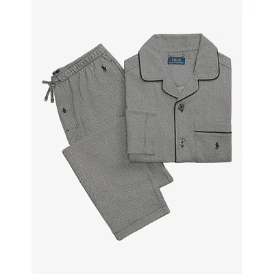 Polo Ralph Lauren Mens Black/cream Jacquard Slim-fit Knitted Pyjama Set