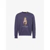 Polo Ralph Lauren Navy Blue Cotton Blend Sweatshirt With Iconic Bear Logo In Blue