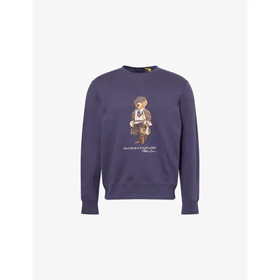 Polo Ralph Lauren Mens Blue Bear Graphic-print Relaxed-fit Cotton-jersey Sweatshirt