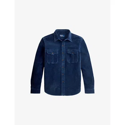 Polo Ralph Lauren Mens Blue Chest-pocket Classic-fit Cotton-corduroy Shirt