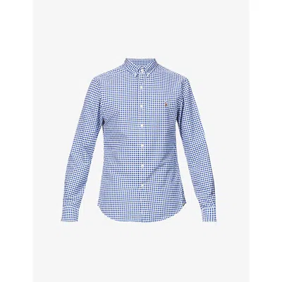 POLO RALPH LAUREN MENS BLUE/WHITE LONG-SLEEVED BUTTON-DOWN SLIM-FIT COTTON OXFORD SHIRT XXL,71530529