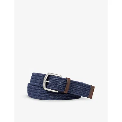 Polo Ralph Lauren Mens Navy Braided Stretch-woven Belt In Blue