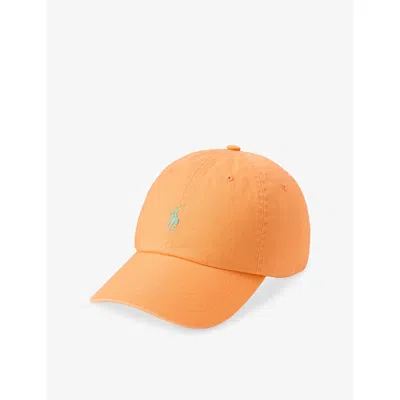 Polo Ralph Lauren Mens Brand-embroidered Cotton-twill Cap Pompano Orange