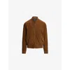 Polo Ralph Lauren Mens Brown Flight Polo-pony Embroidered Suede Bomber Jacket