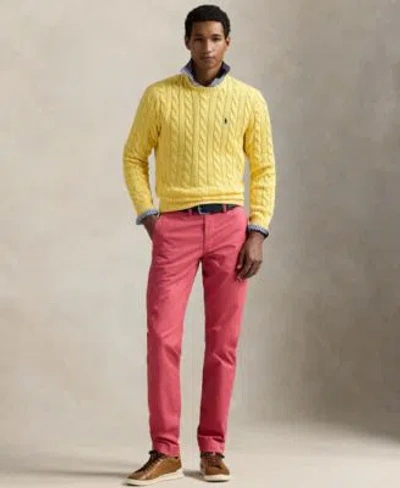 Polo Ralph Lauren Mens Cable Knit Cotton Sweater Oxford Shirt Chino Pants Leather Sneakers In Polo Pale Russet