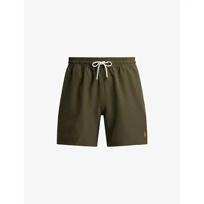 Polo Ralph Lauren Mens Canopy Olive Traveller Brand-embroidered Swimming Trunks In Green