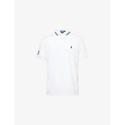 Polo Ralph Lauren Mens Ceramic White  X Wimbledon Brand-patch Stretch-cotton Blend Polo Shirt