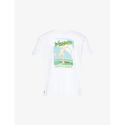 Polo Ralph Lauren Mens Ceramic White  X Wimbledon Graphic-print Cotton-jersey T-shirt