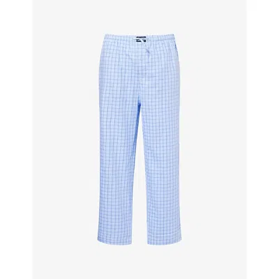 Polo Ralph Lauren Mens Bluplaid Check-print Straight-leg Cotton-poplin Pyjama Bottoms In Multi
