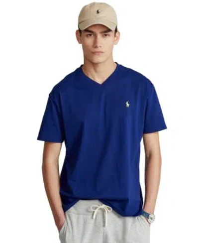 Polo Ralph Lauren Mens Classic Fit V Neck T Shirt In Derby Blue Heather