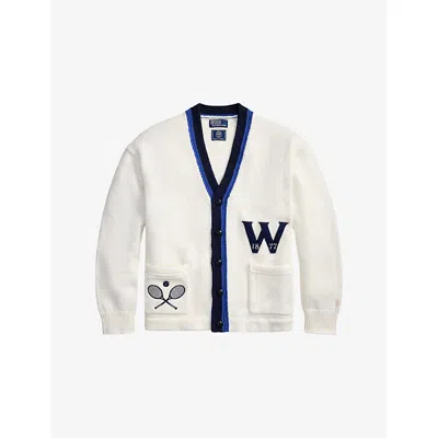 Polo Ralph Lauren X Wimbledon 2026 Striped Patch Cotton Cardigan In Multi