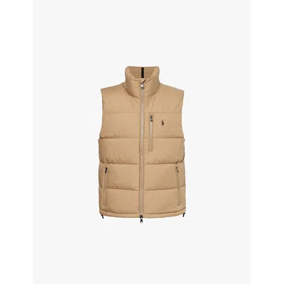 Polo Ralph Lauren Mens Classics Padded Regular-fit Recycled-polyester-down Gilet Desert Khaki