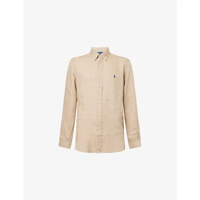 Polo Ralph Lauren Mens Coastal Beige Button-down Long-sleeves Linen Shirt Xxl In Neutral