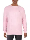 Polo Ralph Lauren Textured Cable Knit Sweater With Logo Embroidery In Pink