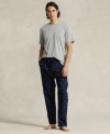 Polo Ralph Lauren Mens Cotton Jersey Sleep Shirt Polo Player Pajama Pants In Blue