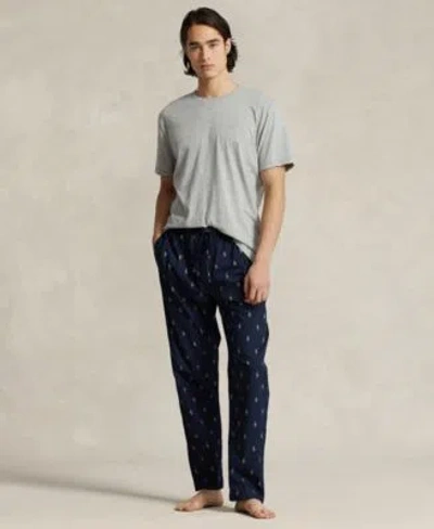 Polo Ralph Lauren Mens Cotton Jersey Sleep Shirt Polo Player Pajama Pants In Blue