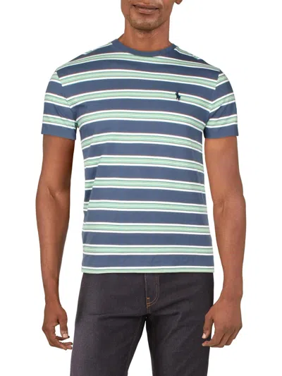 Polo Ralph Lauren Mens Cotton Striped T-shirt In Blue