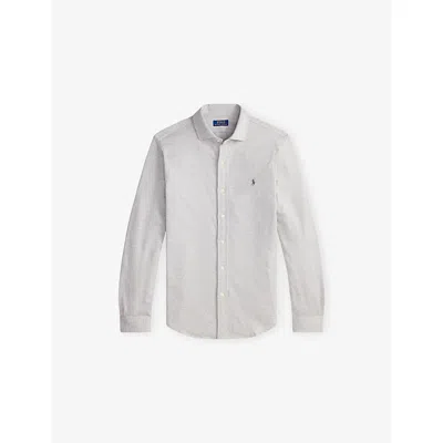 Polo Ralph Lauren Mens Cream Houndstooth Logo-embroidered Cotton-jersey Shirt In White