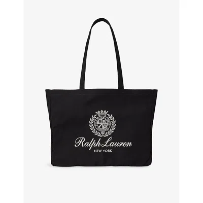 Polo Ralph Lauren Mens Crest-embroidered Cotton-canvas Tote Bag Black