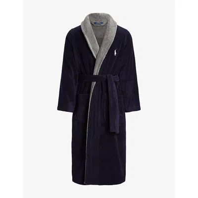 Polo Ralph Lauren Mens Cruise Navy Nevis Pp Shawl-collar Cotton-terry Bath Robe Xxl/xxxl In Blue