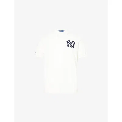 Polo Ralph Lauren Mens  X Mlb Collection Ny Yankees Short-sleeve Cotton-pique Polo Shirt Deckwash Whi In Deckwash White