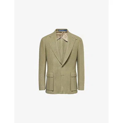 Polo Ralph Lauren Mens Dusty Sage Multi Single-breasted Brushed Wool-silk Blazer