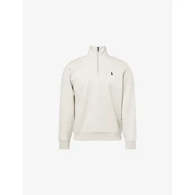 Polo Ralph Lauren Mens Grey Embroidered-logo Long-sleeve Cotton-jersey Sweatshirt In White