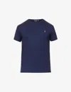 Polo Ralph Lauren Mens French Navy Short-sleeved Logo-embroidered Custom Slim-fit Cotton-jersey T-shirt In Blue