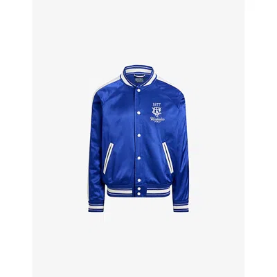 Polo Ralph Lauren Wimbledon Embroidered Satin Jacket In Blue