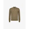 Polo Ralph Lauren Mens Logo-embroidery Wool Knitted Polo Shirt Green In Brown