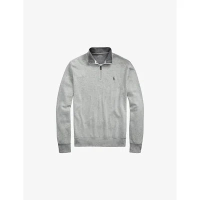 Polo Ralph Lauren Mens Grey Brand-embroidered Half-zip Cotton-blend Sweatshirt Xxl In Gray