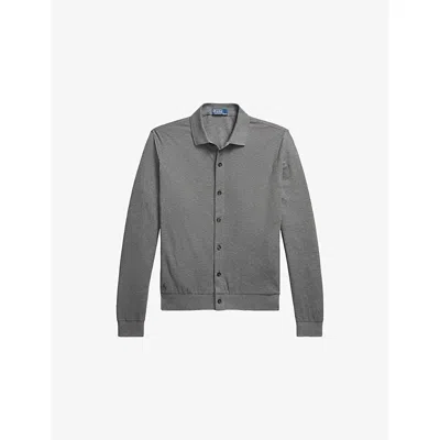 Polo Ralph Lauren Mens Grey Htr Brand-embroidered Honeycomb-mesh Cotton Cardigan Xxl In Gray