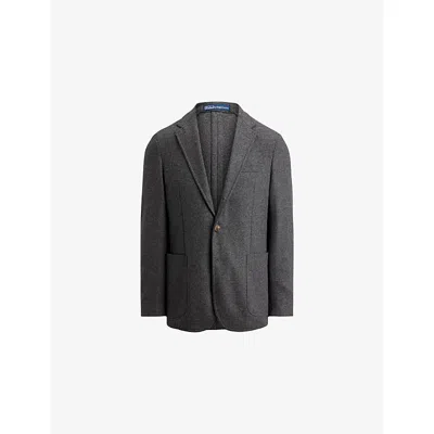 Polo Ralph Lauren Mens Grey Htr Soft Modern Fit Knit Wool-blend Flannel Jacket In Gray