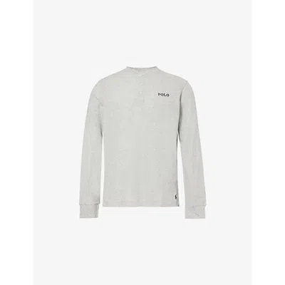 Polo Ralph Lauren Mens Henley Logo-embroidery Cotton-blend Jersey Pyjama Top Andover Heather
