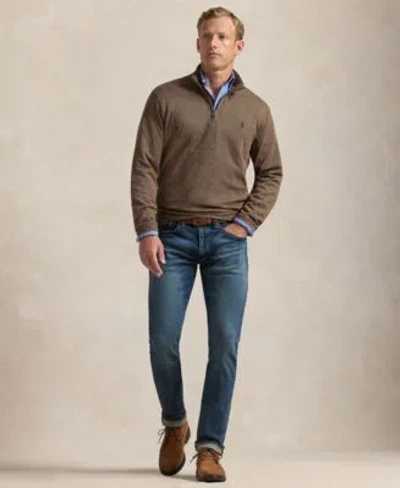 Polo Ralph Lauren Mens Herringbone Pullover Checked Poplin Shirt Slim Straight Jeans Chukka Boots In Blue