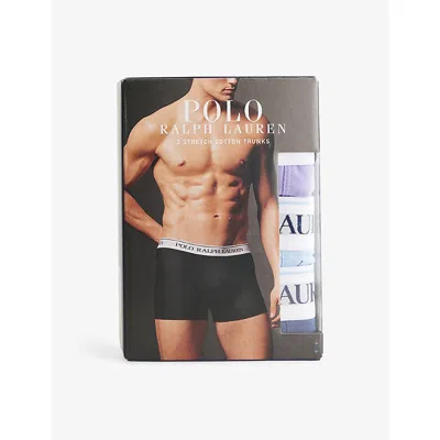 Polo Ralph Lauren Mens  Classic Branded-waistband Pack Of Three Stretch-cotton Boxer Trunks In Lavndrelt Blu Aop/lt Nvy