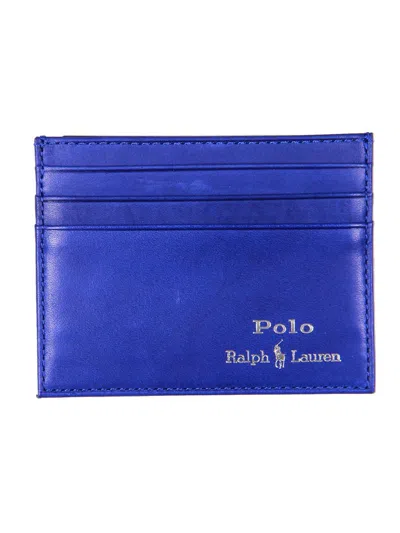 Polo Ralph Lauren Mens Leather Slim Card Case In Blue