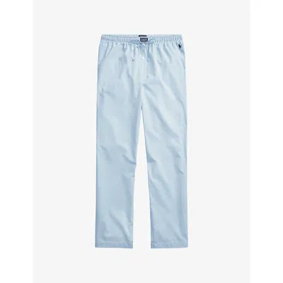 Polo Ralph Lauren Mens  Gingham-pattern Cotton Pyjama Bottoms In Blue
