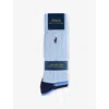 Polo Ralph Lauren Mens Lt Blue/navy Logo-embroidered Pack-of-three Stretch-woven Crew Socks