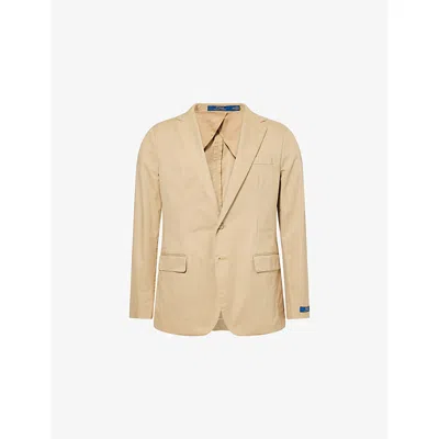 Polo Ralph Lauren Mens Monument Tan Regular-fit Notch-lapels Stretch-cotton Blazer In Multi