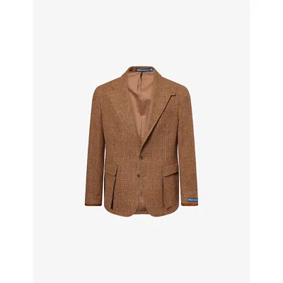 Polo Ralph Lauren Mens Multi Single Breasted Check Wool Blazer In Brown