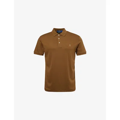Polo Ralph Lauren Mens Nature Brown Brand-embroidery Short-sleeves Cotton-jersey Polo Shirt Xxl