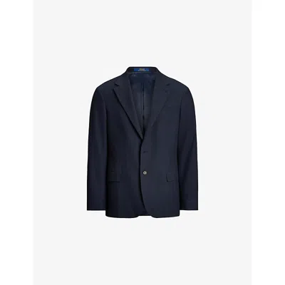 Polo Ralph Lauren Mens Navy Birdseye-weave Single-breasted Stretch-woven Blazer In Blue