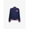 Polo Ralph Lauren Ribbed Collar Striped Detailing Front Pockets Jacket In Navy