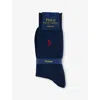 Polo Ralph Lauren Mens Navy Logo-embroidered Stretch-cotton Ankle Socks In Blue