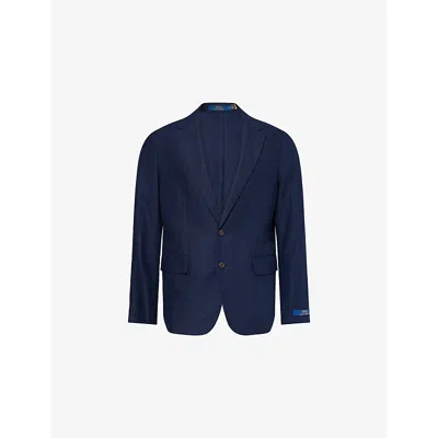 Polo Ralph Lauren Mens  Notched-lapels Flap-pockets Linen Suit Jacket In Navy