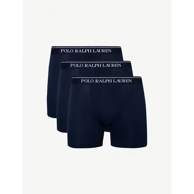 Polo Ralph Lauren Mens Blue Pack Of Three Slim-fit Stretch-cotton Boxer Briefs